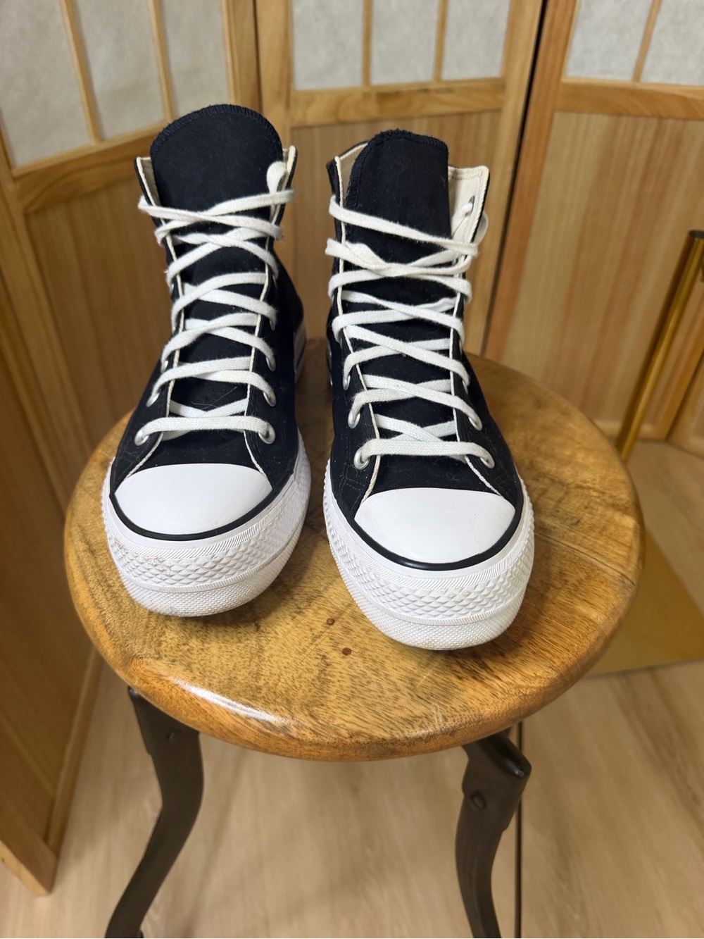 Converse Black and White High Top Sneakers - Picture 2 of 8